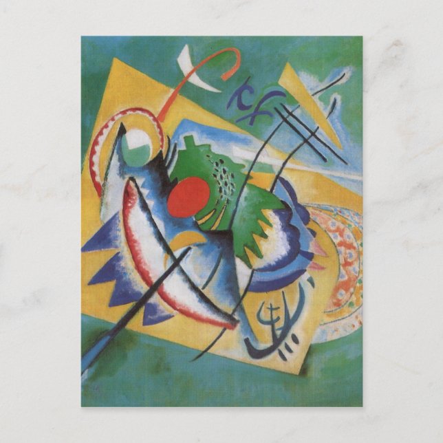 Kandinsky Red Oval Abstract Artwork Green Yellow Postcard (Front)