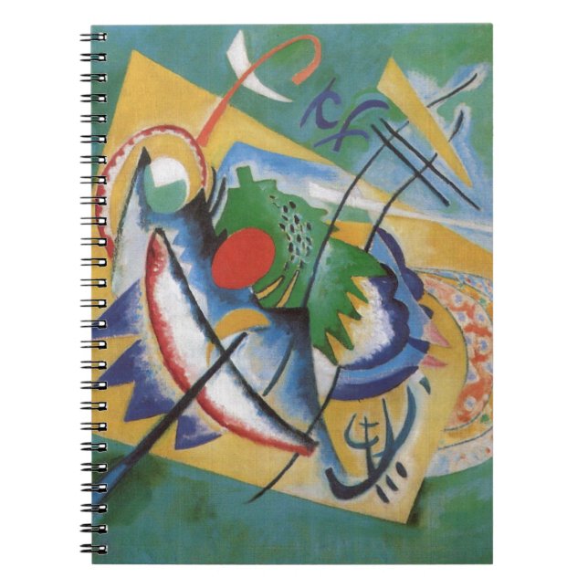 Kandinsky Red Oval Abstract Artwork Green Yellow Spiral Notebook (Front)