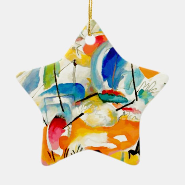 Kandinsky Sea Battle 1913 Ceramic Tree Decoration (Front)