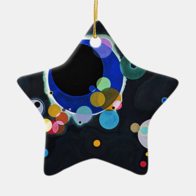 Kandinsky Several Circles Abstract Ceramic Tree Decoration (Front)