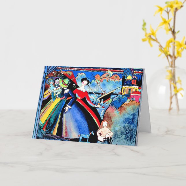 Kandinsky - Ship, colourful painting Card (Yellow Flower)