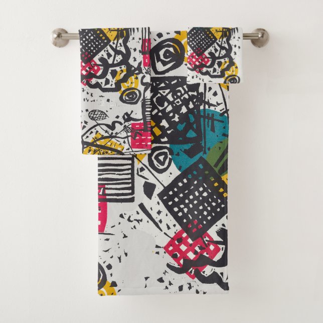 Kandinsky Small Worlds V Abstract Classic Bath Towel Set (Insitu)