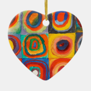 Kandinsky Squares Concentric Circles Ceramic Tree Decoration