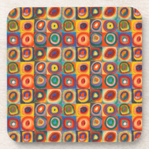 Kandinsky Squares Concentric Circles Coaster