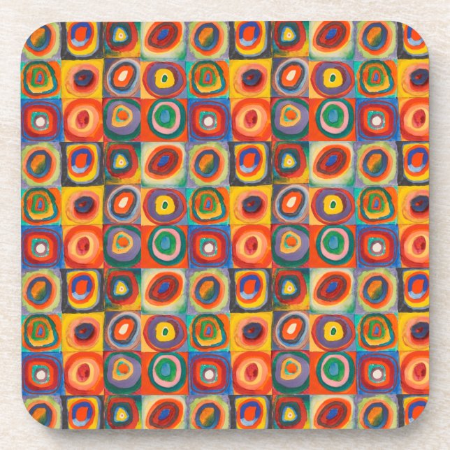 Kandinsky Squares Concentric Circles Coaster (Front)
