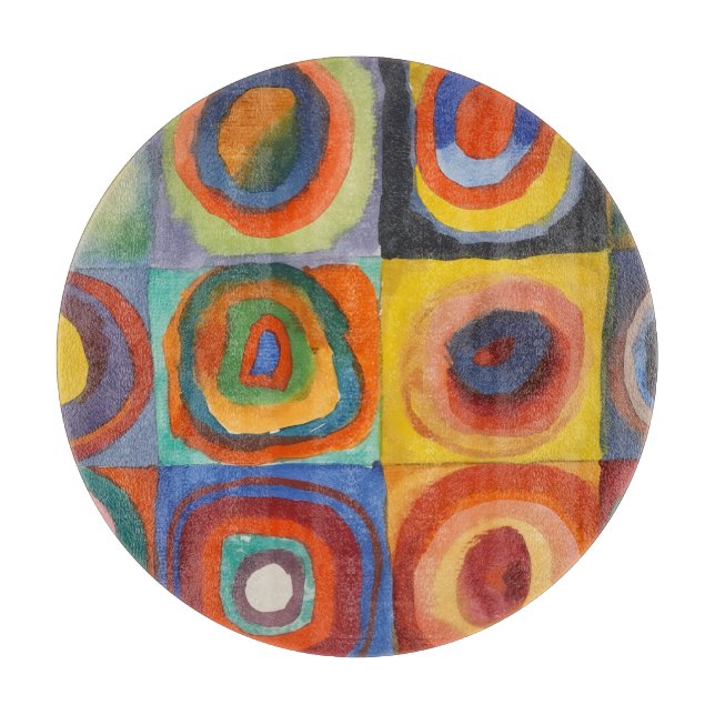 Kandinsky Squares Concentric Circles Cutting Board (Front)