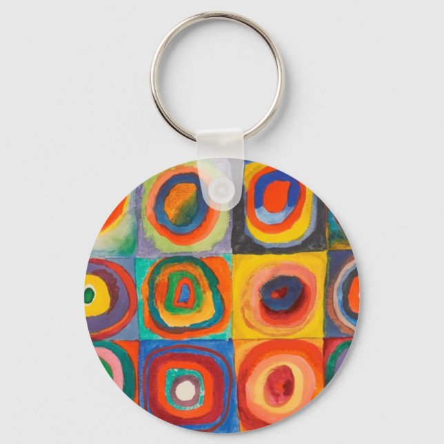 Kandinsky Squares Concentric Circles Key Ring (Front)