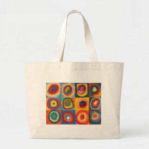 Kandinsky Squares Concentric Circles Large Tote Bag