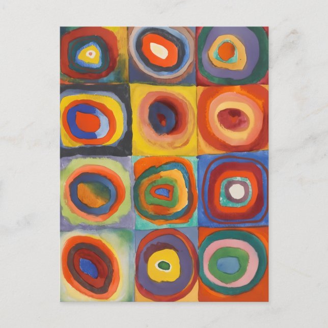 Kandinsky Squares Concentric Circles Postcard (Front)