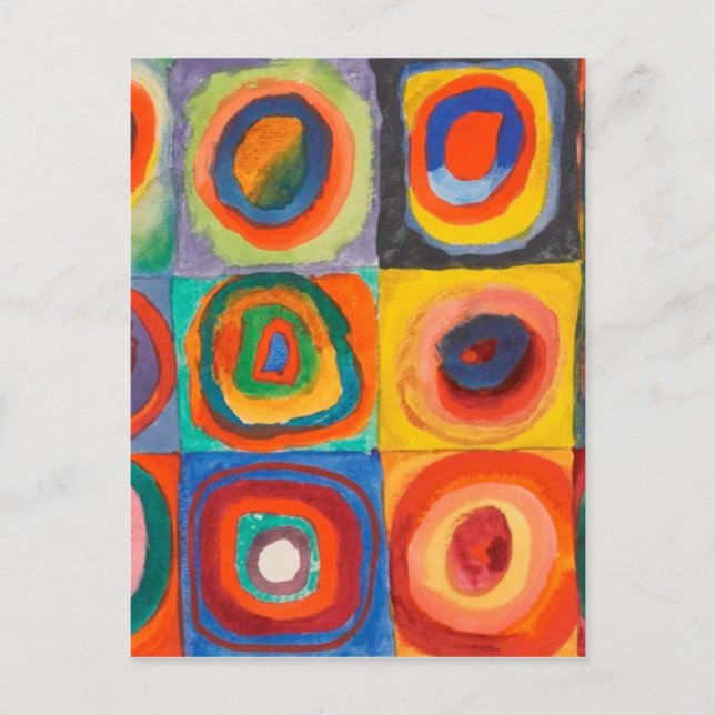 Kandinsky Squares Concentric Circles Postcard (Front)