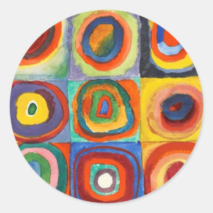 Kandinsky - Squares with Concentric Circles Classic Round Sticker