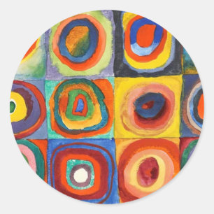 Kandinsky - Squares with Concentric Circles Classic Round Sticker