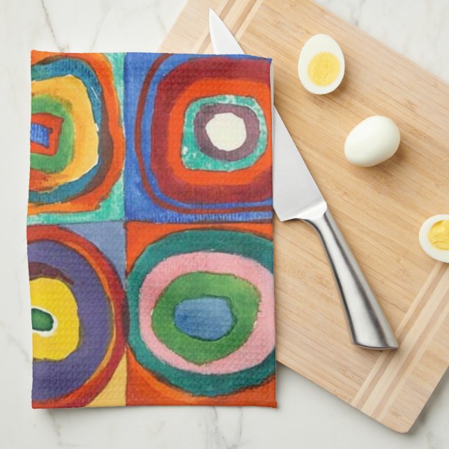 Kandinsky - Squares with Concentric Circles Tea Towel (Quarter Fold)