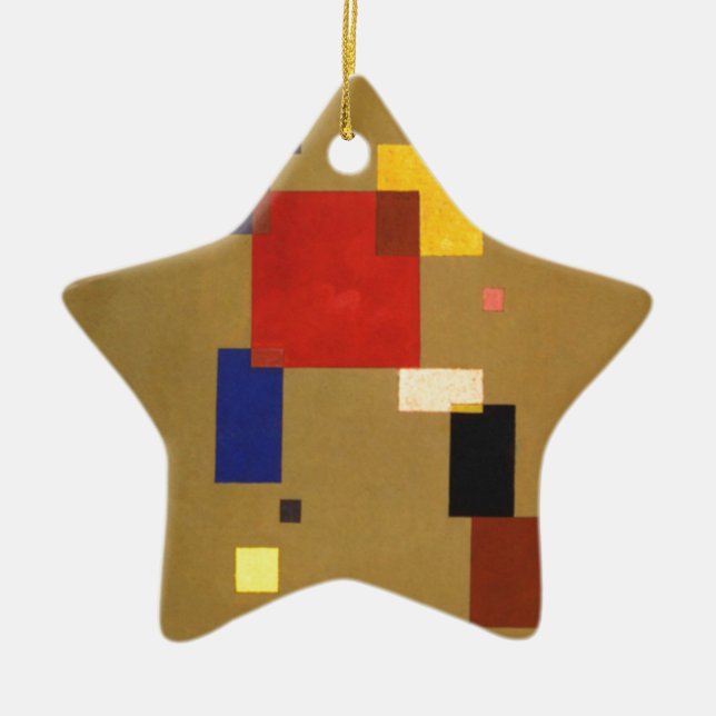Kandinsky Thirteen Rectangles Abstract Painting Ceramic Tree Decoration (Front)