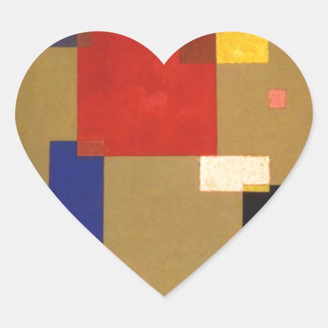 Kandinsky Thirteen Rectangles Abstract Painting Heart Sticker (Front)