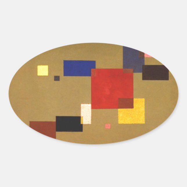 Kandinsky Thirteen Rectangles Abstract Painting Oval Sticker (Front)