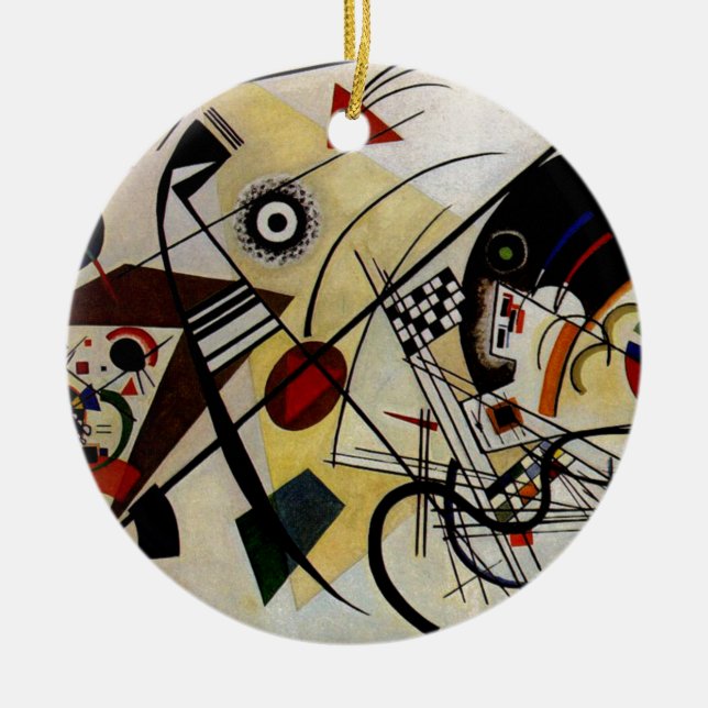 Kandinsky Transverse Unbroken Line Ceramic Tree Decoration (Front)
