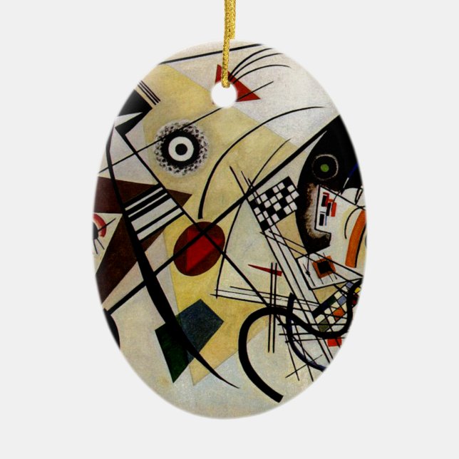 Kandinsky Transverse Unbroken Line Ceramic Tree Decoration (Front)