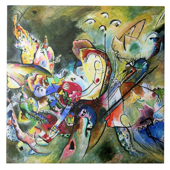 Kandinsky - Troubled, colourful painting, Tile (Front)