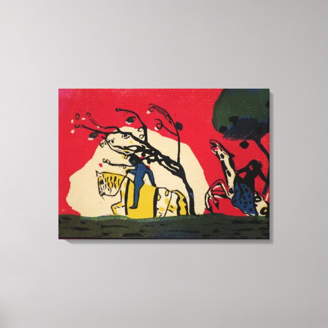 Kandinsky - Two Riders against a red background Canvas Print (Front)