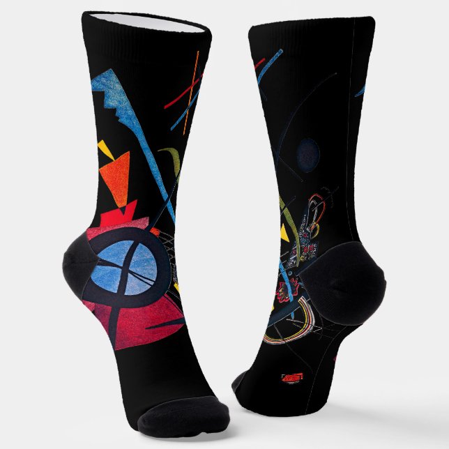 Kandinsky Violet Abstract - Fine Art Black Socks (Angled)