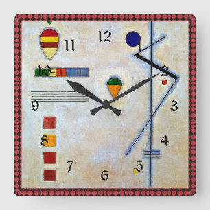 Kandinsky - Von-Zu (red and black frame) Square Wall Clock