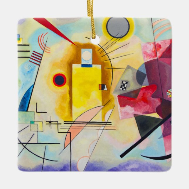 Kandinsky Yellow-Red-Blue Ceramic Ornament (Front)