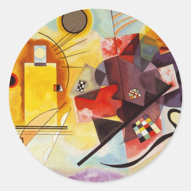 Kandinsky Yellow Red Blue Classic Round Sticker (Front)