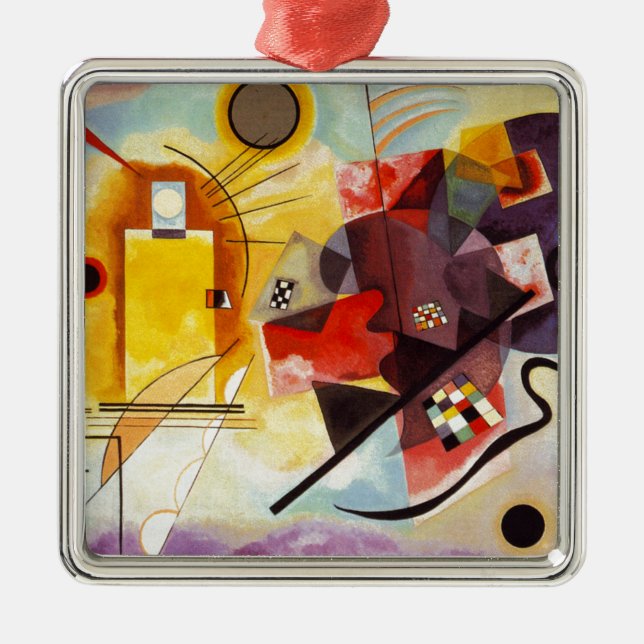 Kandinsky Yellow Red Blue Metal Tree Decoration (Front)