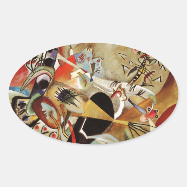 Kandinsky's Abstract Composition Oval Sticker (Front)