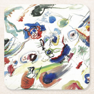 Kandinsky's Abstract Painting Artwork Square Paper Coaster