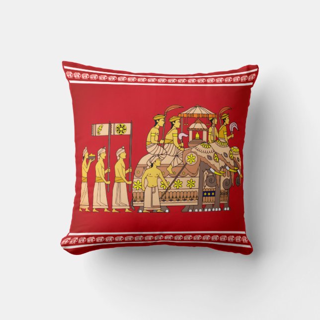 Kandy Perahera Festival Pillow | Sri Lankan Art (Front)
