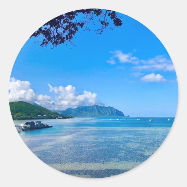 Kaneohe Bay, Oahu  Classic Round Sticker (Front)