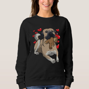 Kangal dog with stuffed animal and many hearts sweatshirt