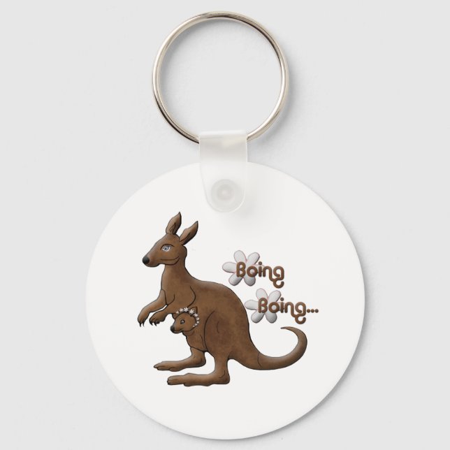 Kangaroo and Baby Kangaroo in Pouch Keychains (Front)