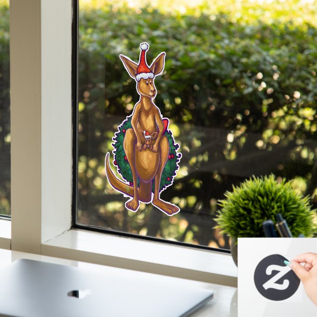 Kangaroo and Baby Roo Christmas Window Cling (Office)