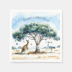 Kangaroo and Emu Christmas Gumtree Baubles Napkin