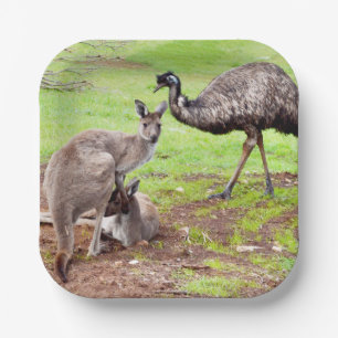 Kangaroo And Emu, Paper Plate