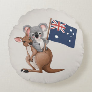 Kangaroo and Koala Round Cushion