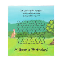 Kangaroo and Leaves Maze Birthday Notepad