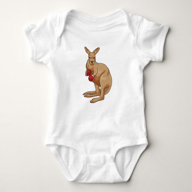 Kangaroo as Boxer with Boxing gloves Baby Bodysuit (Front)