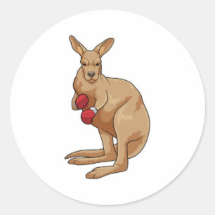Kangaroo as Boxer with Boxing gloves Classic Round Sticker