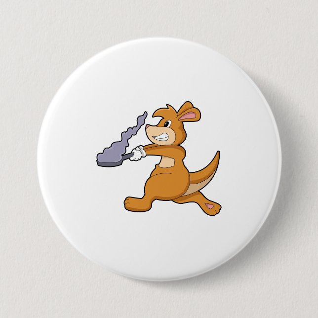 Kangaroo as Cook with Pan 7.5 Cm Round Badge (Front)