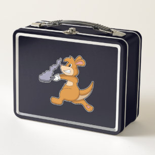 Kangaroo as Cook with Pan Metal Lunch Box