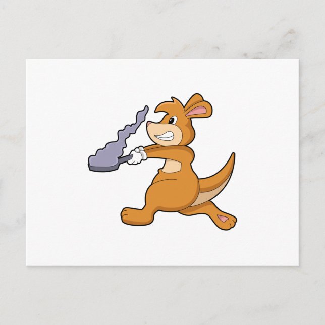 Kangaroo as Cook with Pan Postcard (Front)