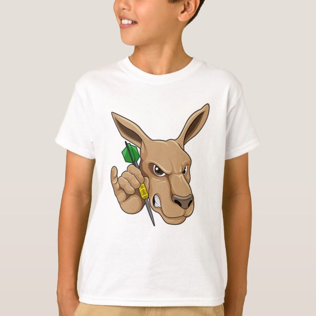 Kangaroo as Dart player with Dart T-Shirt (Front)