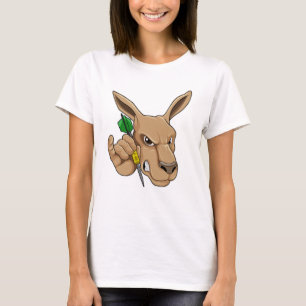 Kangaroo as Dart player with Dart T-Shirt