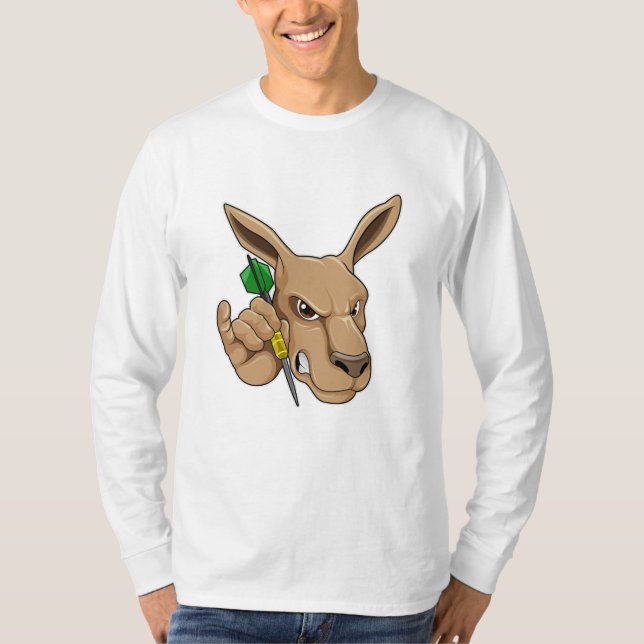 Kangaroo as Dart player with Dart T-Shirt (Front)