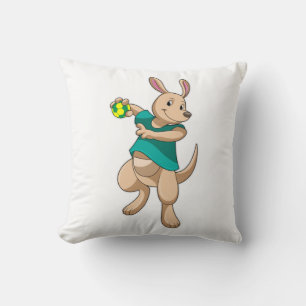 Kangaroo as Handball player with Handball Cushion