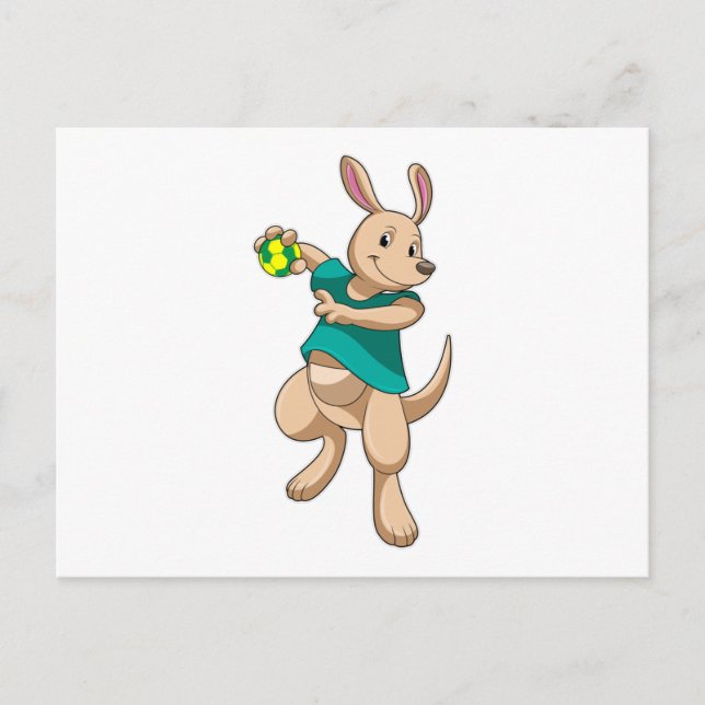 Kangaroo as Handball player with Handball Postcard (Front)
